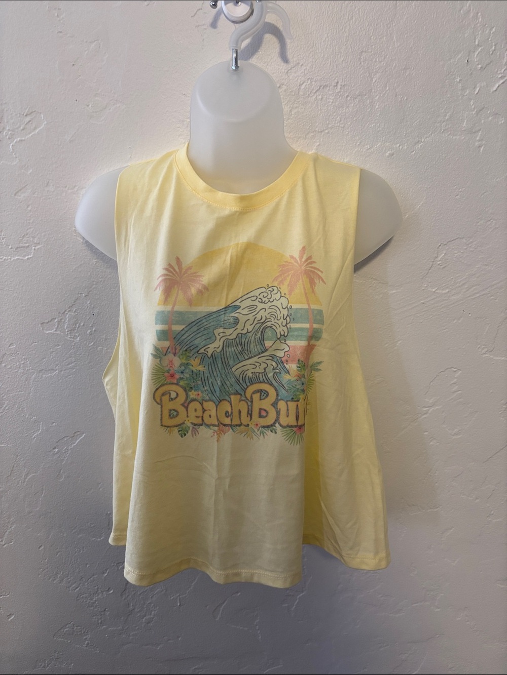 Bella Canvas Pale Yellow Graphic Beach Tank Top